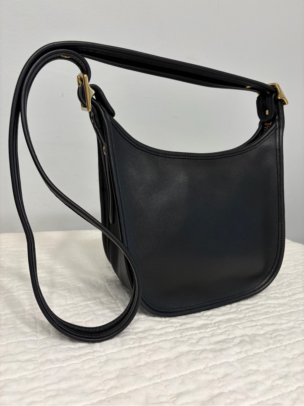 Vintage Coach Janice’s Legacy Bag (#9950) Black Leather with Brass Hardware